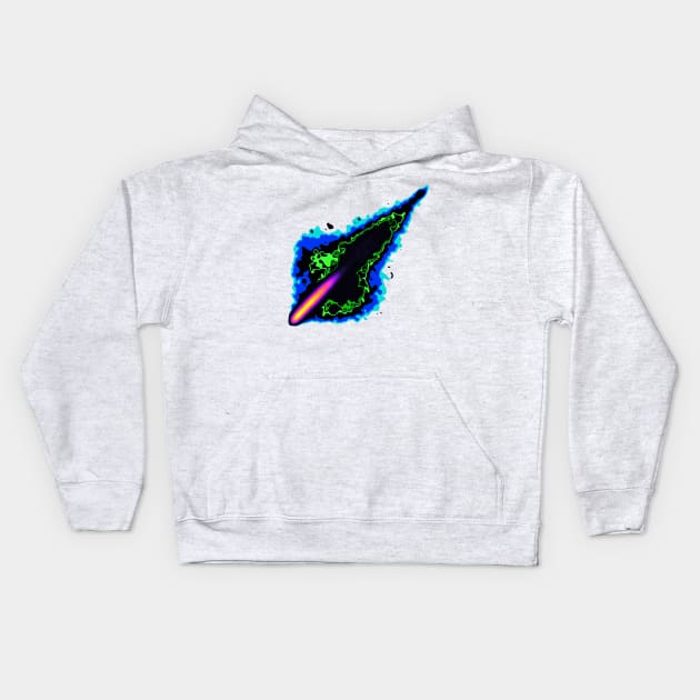 Impact Event | Radioactive Inferno Asteroid Blue Green Black Kids Hoodie by aRtVerse